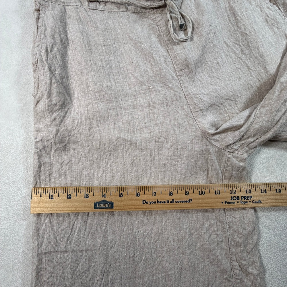 Halston Womens Large Oatmeal Beige 100% Linen Wide Leg Crop Size L - Picture 8 of 15